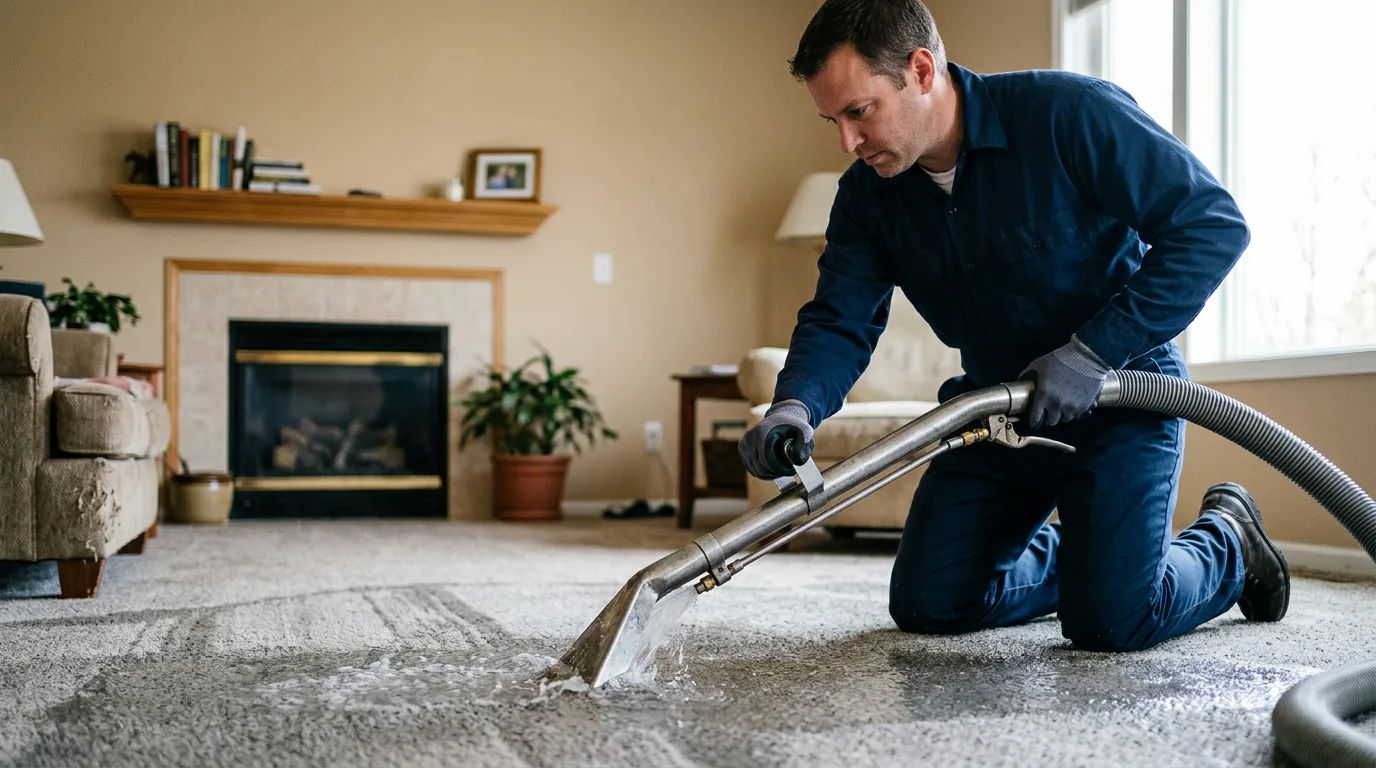 Water damage restoration technician working near Gandeeville, WV